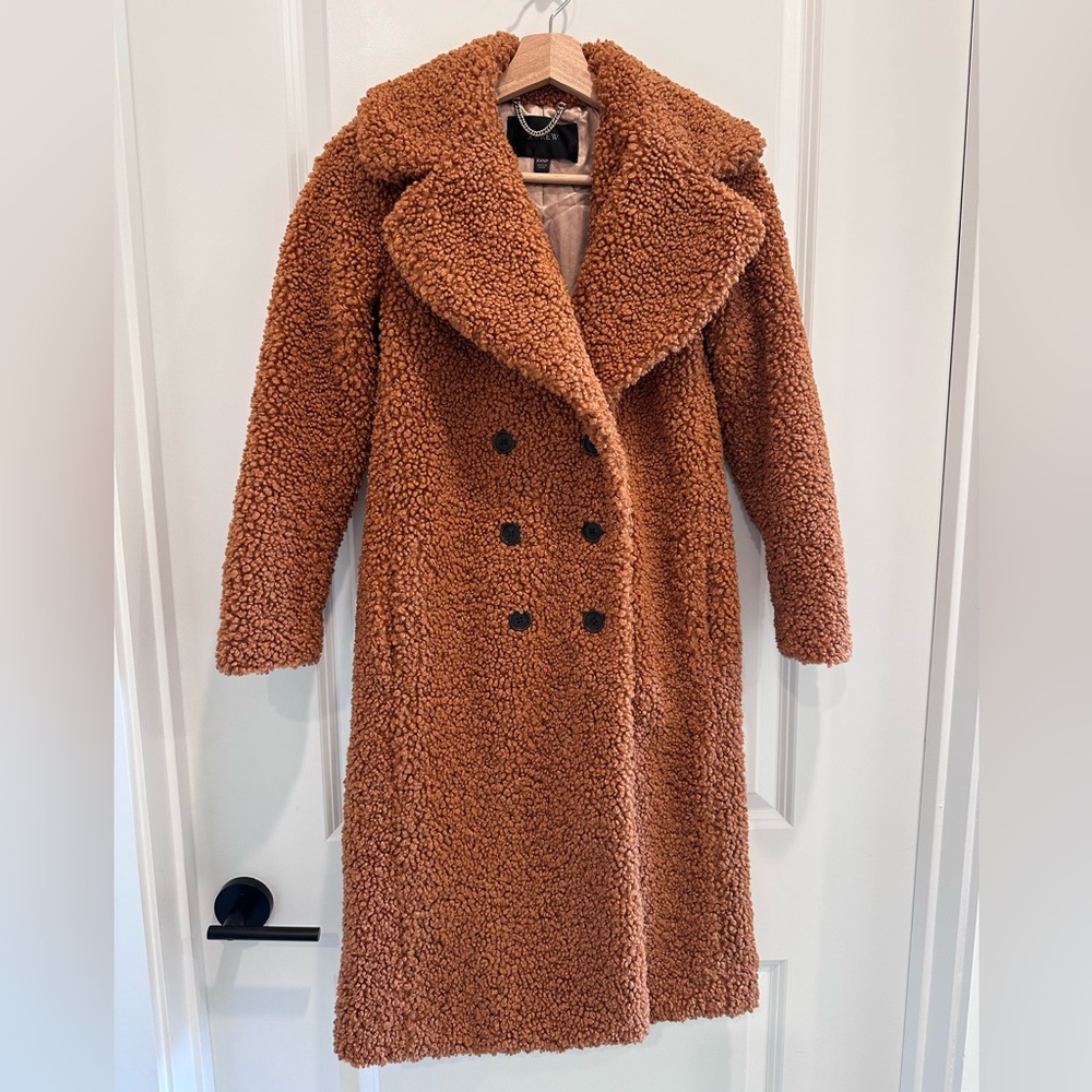 J. Crew Double-breasted teddy sherpa topcoat Adobe Clay Size XXSP
